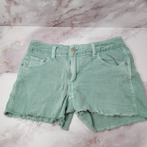 Maurice’s Teal Raw Hem Denim Shorts Size 1/2 - Picture 2 of 9